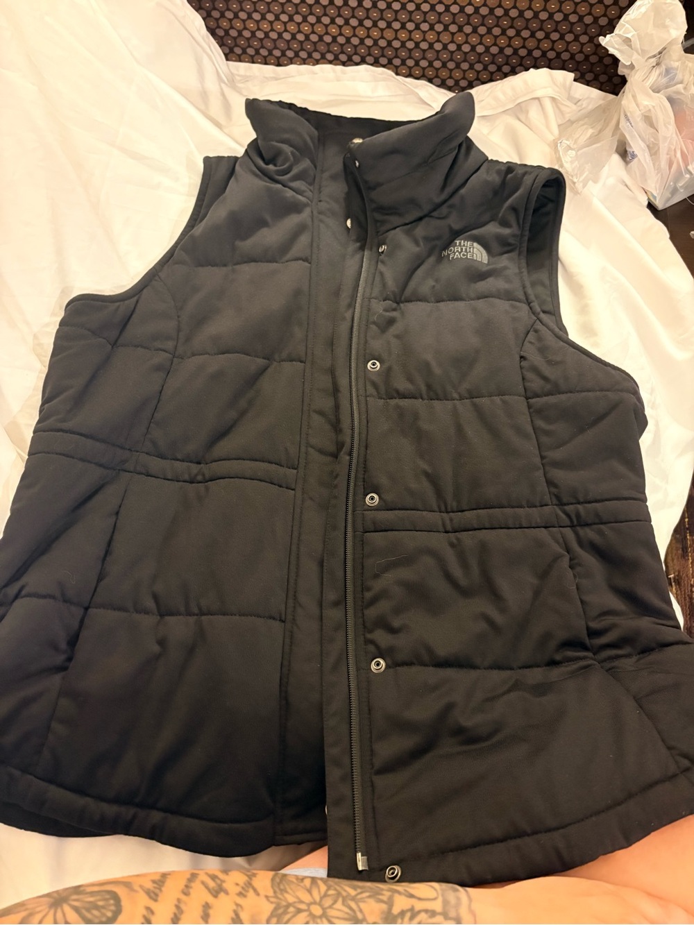 The North Face Men's Black Puffer Vest with Snap Front